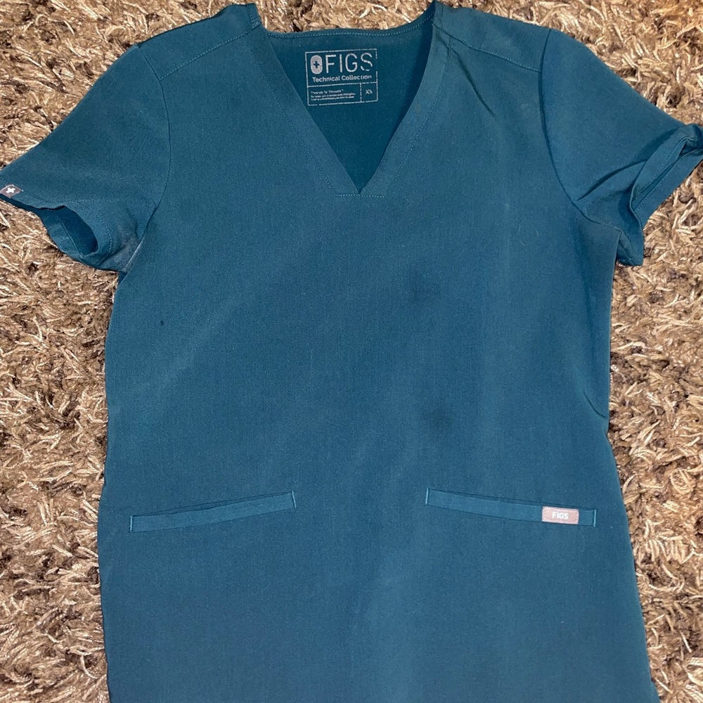 Figs Scrubs Casma top XS Caribbean blue